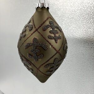 Teardrop Glass hand painted embellished upscale Christmas ornament